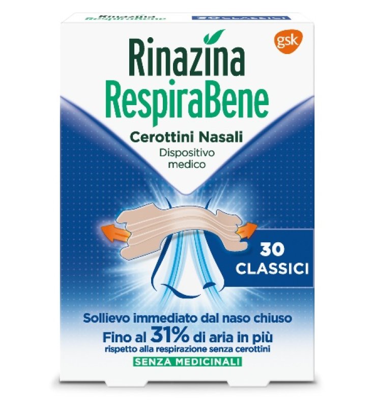 RINAZINA RESPIRABENE CEROTTI NASALI CLASSICI CARTON 30 PEZZI