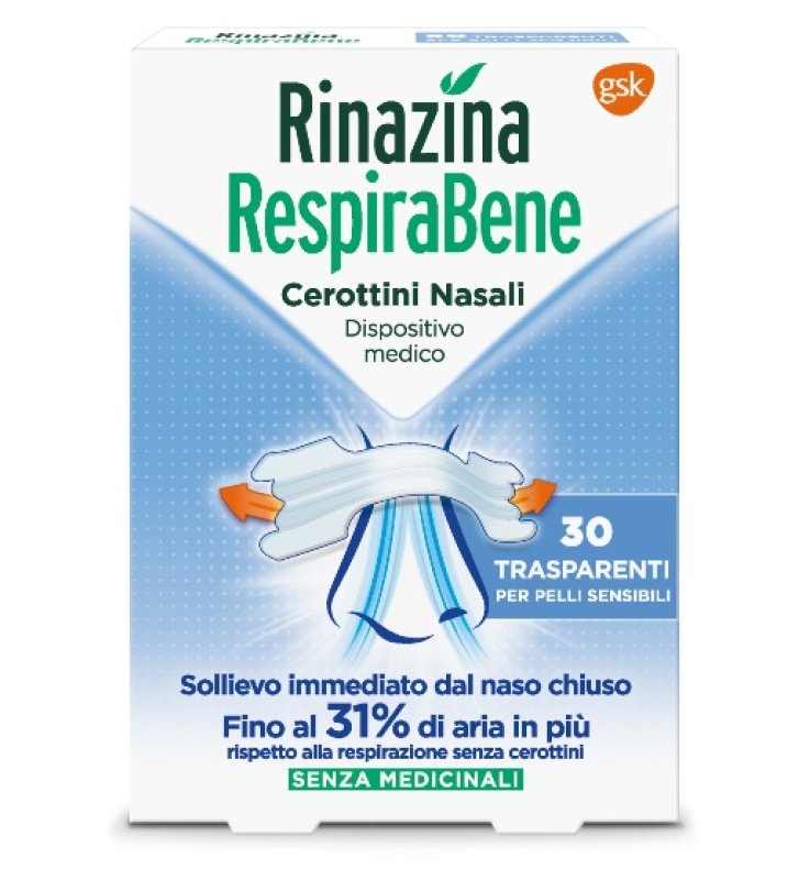 RINAZINA RESPIRABENE CEROTTI NASALI TRASPARENTI CARTON 30 PEZZI