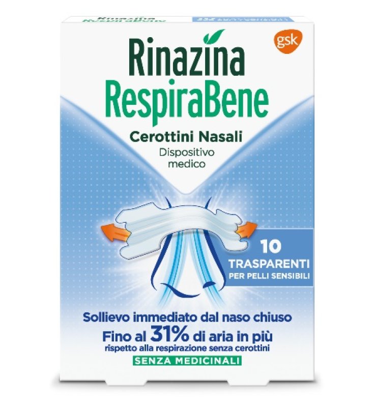 RINAZINA RESPIRABENE CEROTTI NASALI TRASPARENTI CARTON 10 PEZZI