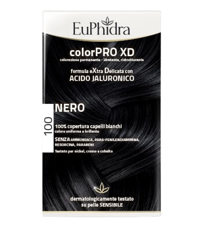 EUPHIDRA COLORPRO XD 100 NERO GEL COLORANTE CAPELLI IN FLACONE + ATTIVANTE + BALSAMO + GUANTI