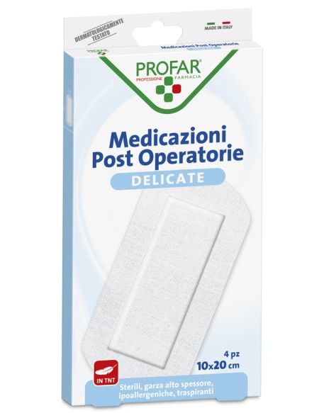 MEDICAZIONE POST OPERATORIA STERILE GARZA ANTIADERENTE 10X20CM 4 PEZZI PROFAR