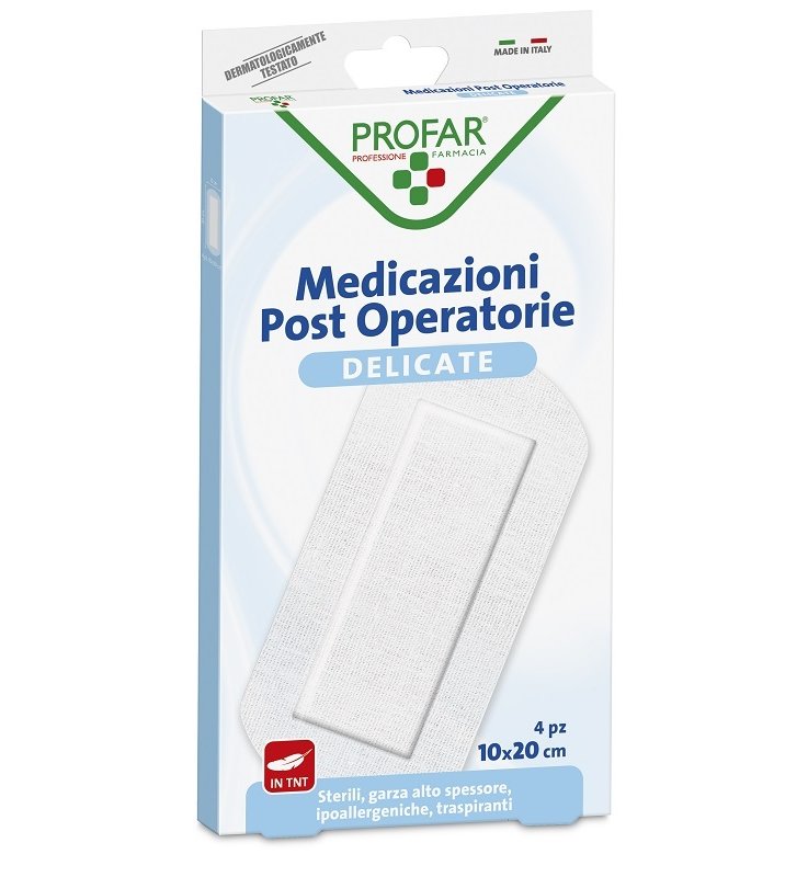 MEDICAZIONE POST OPERATORIA STERILE GARZA ANTIADERENTE 10X20CM 4 PEZZI PROFAR