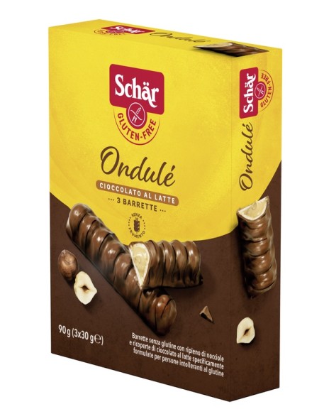 SCHAR ONDULE' BARRETTE CON RIPIENO DI NOCCIOLE RICOPERTE DICIOCCOLATO AL LATTE 3 PORZIONI DA 30 G