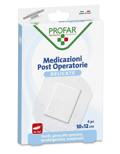 MEDICAZIONE POST OPERATORIA STERILE GARZA ANTIADERENTE 10X12CM 4 PEZZI PROFAR