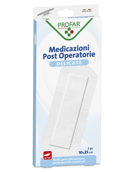 MEDICAZIONE POST OPERATORIA STERILE GARZA ANTIADERENTE 10X25CM 3 PEZZI PROFAR