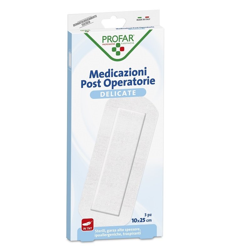 MEDICAZIONE POST OPERATORIA STERILE GARZA ANTIADERENTE 10X25CM 3 PEZZI PROFAR