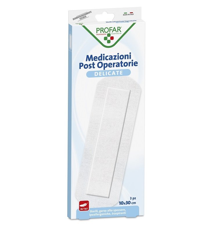 MEDICAZIONE POST OPERATORIA STERILE GARZA ANTIADERENTE 10X30CM 3 PEZZI PROFAR