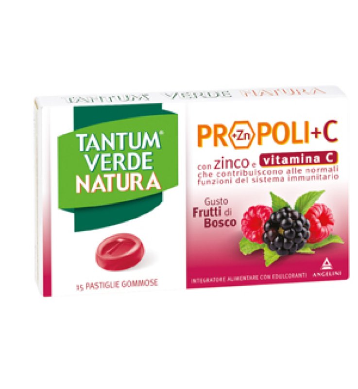 TANTUM VERDE NATURA PROPOLI+C CON ZINCO E VITAMINA C 15 PASTIGLIE GOMMOSE GUSTO FRUTTI DI BOSCO