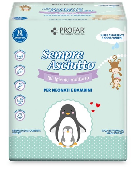 SEMPRE ASCIUTTO TELI IGIENICI MULTIUSO 10 PEZZI PROFAR