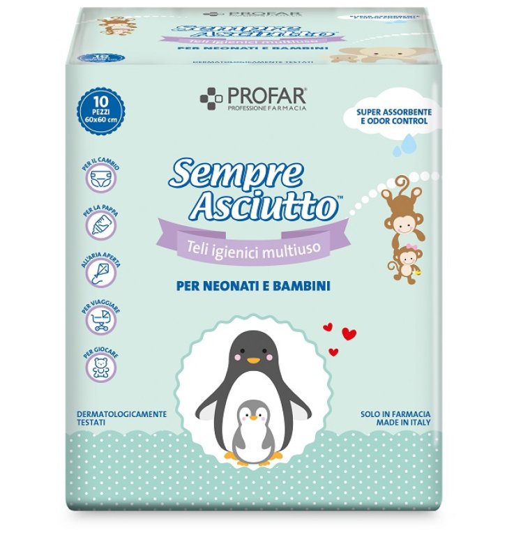 SEMPRE ASCIUTTO TELI IGIENICI MULTIUSO 10 PEZZI PROFAR