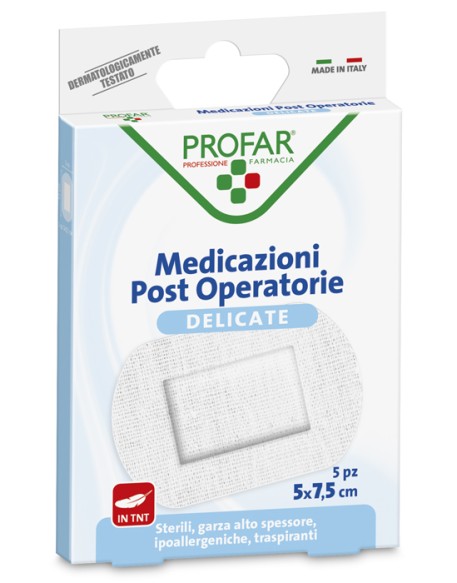 MEDICAZIONE POST OPERATORIA STERILE GARZA ANTIADERENTE 5X7,5CM 5 PEZZI PROFAR