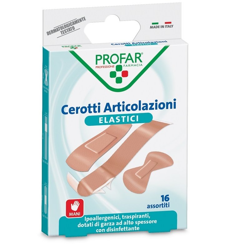 CEROTTO ELASTRICI MANI DITA ARTICOLAZIONI 16 PEZZI ASSORTITIPROFAR