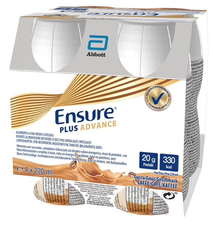 ENSURE PLUS ADVANCE CAFFE' 4 BOTTIGLIE DA 220 ML ENSURE PLUS ADVANCE CAFFE' 4 BOTTIGLIE DA 220 ML