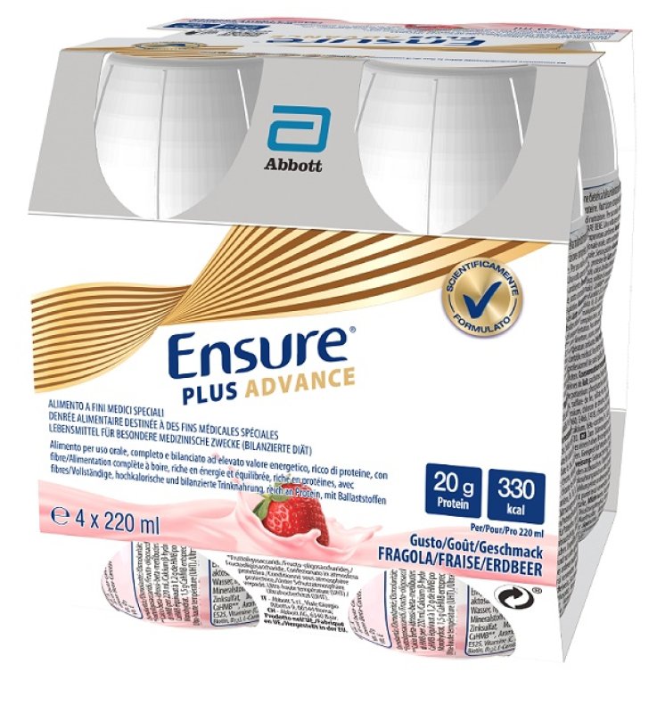 ENSURE PLUS ADVANCE FRAGOLA 4 BOTTIGLIE DA 220 ML ENSURE PLUS ADVANCE FRAGOLA 4 BOTTIGLIE DA 220 ML