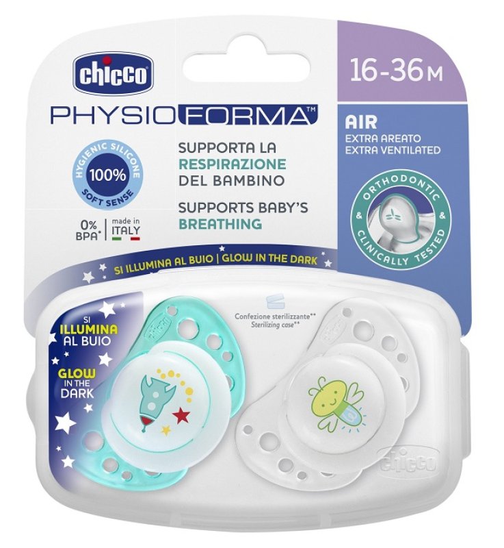 CHICCO SUCCHIETTO AIR LUMI IN SILICONE 16-36 MESI 2 PEZZI
