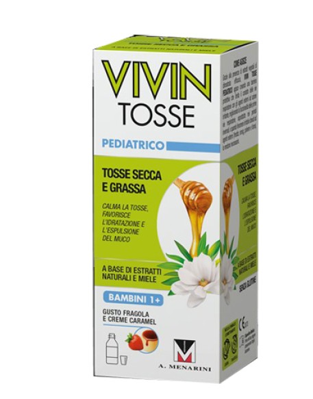 VIVIN TOSSE PEDIATRICO SCIROPPO PER TOSSE SECCA E GRASSA GUSTO FRAGOLA E CREME CARAMEL 150 ML