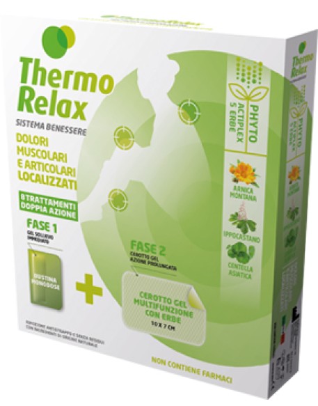 THERMORELAX PHYTO GEL DOLORI MUSCOLARI E ARTICOLARI LOCALIZZATI FASE 1 GEL SOLLIEVO IMMEDIATO E FASE 2 CEROTTO GEL MULTIFUNZIONALE CON ERBE 8 PEZZI