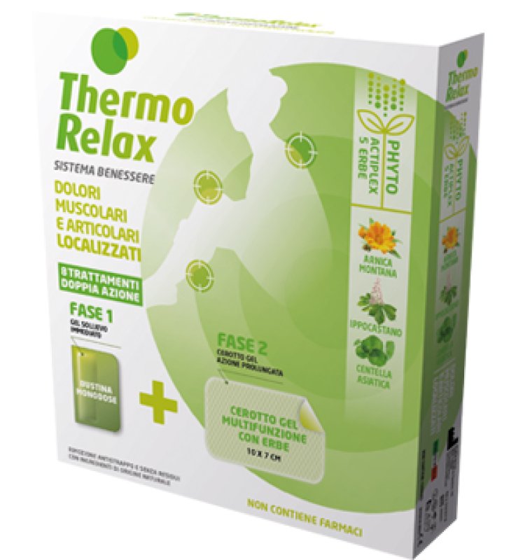 THERMORELAX PHYTO GEL DOLORI MUSCOLARI E ARTICOLARI LOCALIZZATI FASE 1 GEL SOLLIEVO IMMEDIATO E FASE 2 CEROTTO GEL MULTIFUNZIONALE CON ERBE 8 PEZZI