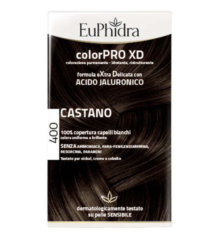 EUPHIDRA COLORPRO XD 400 CASTANO GEL COLORANTE CAPELLI IN FLACONE + ATTIVANTE + BALSAMO + GUANTI