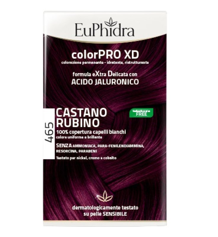 EUPHIDRA COLORPRO XD 465 CAST RUBINO GEL COLORANTE CAPELLI IN FLACONE + ATTIVANTE + BALSAMO + GUANTI