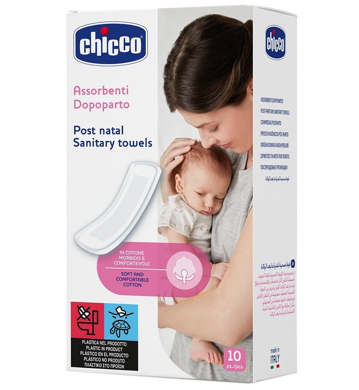 CHICCO MAMMA DONNA ASSORBENTI POSTPARTO COTONE 10 PEZZI