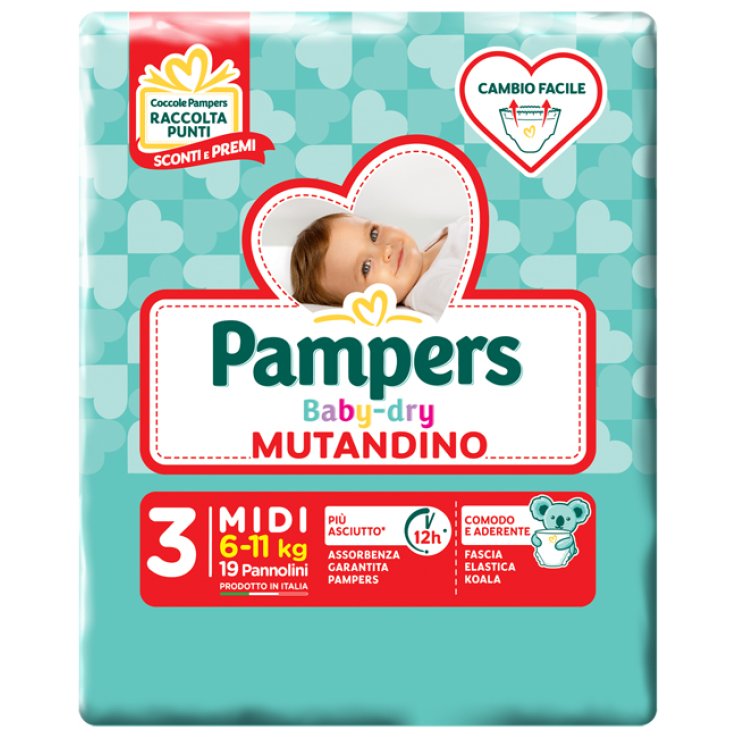 PAMPERS BABY DRY MUTANDINA MIDI SMALL PACK 19 PEZZI PAMPERS BABY DRY MUTANDINA MIDI SMALL PACK 19 PEZZI