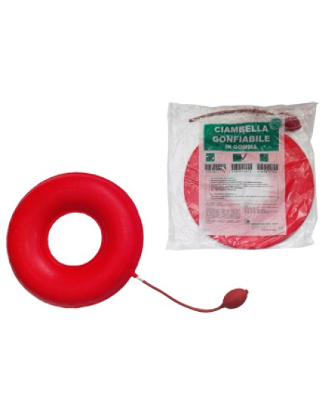 CIAMBELLA GONFIABILE PER INVALIDI IN GOMMA ROSSA TEAM DELUXECON POMPA 43CM DIAMETRO