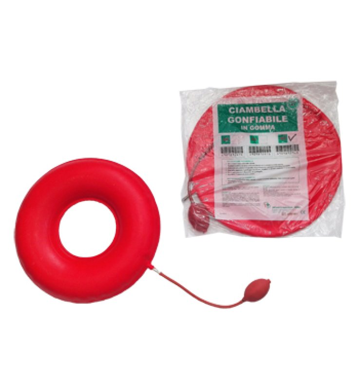 CIAMBELLA GONFIABILE PER INVALIDI IN GOMMA ROSSA TEAM DELUXECON POMPA 45CM DIAMETRO