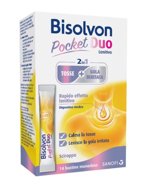 BISOLVON DUO POCKET LENITIVO TOSSE + GOLA IRRITATA A BASE DIMIELE E ALTEA 14 BUSTINE MONODOSE 10 ML