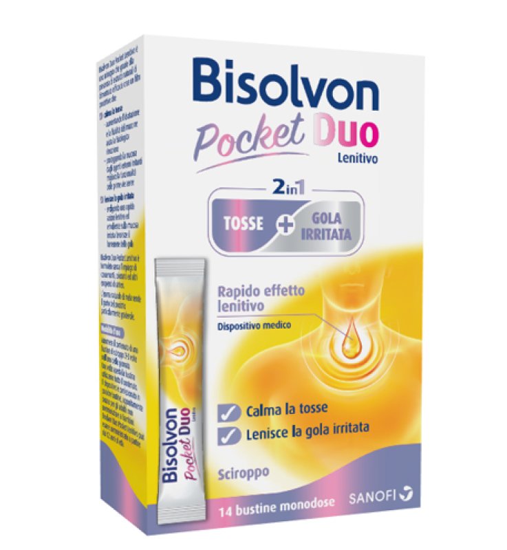 BISOLVON DUO POCKET LENITIVO TOSSE + GOLA IRRITATA A BASE DIMIELE E ALTEA 14 BUSTINE MONODOSE 10 ML