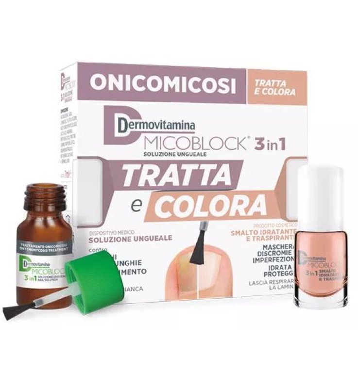 DERMOVITAMINA MICOBLOCK TRATTA E COLORA 3 IN 1 SOLUZIONE UNGUEALE 7 ML + SMALTO IDRATANTE TRASPIRANTE 5 ML