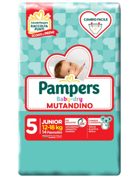 PANNOLINO A MUTANDINA PAMPERS BABY DRY JUNIOR SMALL PACK 14PEZZI