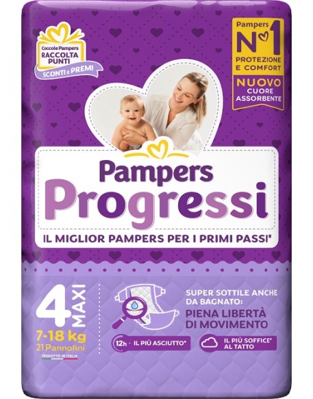 PAMPERS PROGRESSI MAXI PANNOLINO 4 7-18KG 22 PEZZI