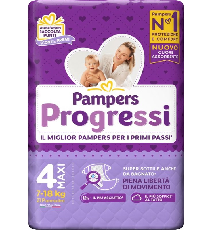 PAMPERS PROGRESSI MAXI PANNOLINO 4 7-18KG 22 PEZZI