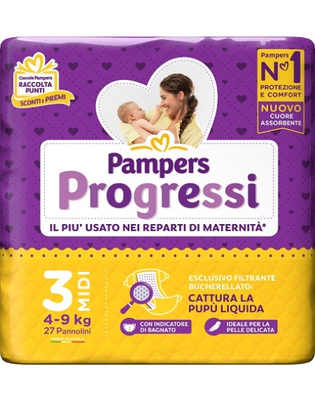 PAMPERS PROGRESSI MIDI PANNOLINO 3 4-9KG 27 PEZZI