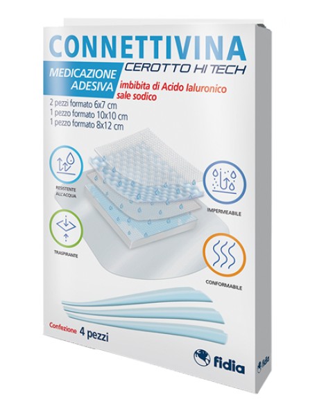 CEROTTO CONNETTIVINA HITECH 4 MISURE MISTE 2 PEZZI 6 X 7CM + 1 PEZZO 10 X 10 CM + 1 PEZZO 8 X 12 CM