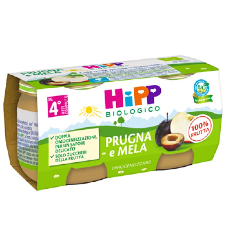 HIPP BIO OMOGENEIZZATO PRUGNA E MELA 2 X 80 G