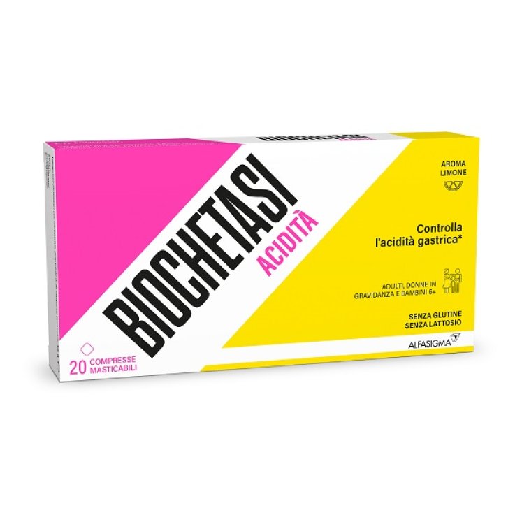 BIOCHETASI DIGESTIONE E ACIDITA' 20 COMPRESSE MASTICABILI AROMA LIMONE BIOCHETASI DIGESTIONE E ACIDITA' 20 COMPRESSE MASTICABILI AROMA LIMONE