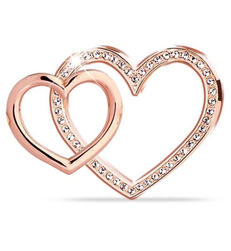 ORECCHINO DOPPIO CUORE ORO RA