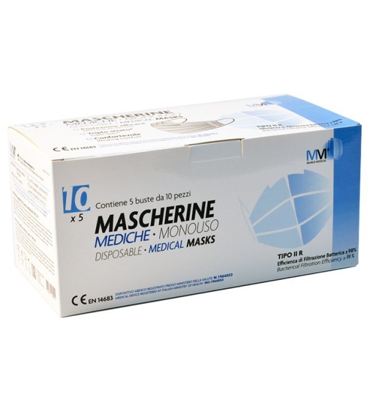 MASCHERINA CHIRURGICA MUNUS MEDICAL TIPO IIR 10 PEZZI BIANCA