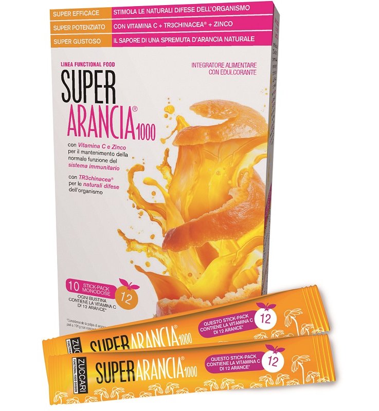 SUPER ARANCIA 1000 10 STICK PACK MONODOSE DA 3,7G INTEGRATORE ALIMENTARE CON EDULCORANTE SUPER ARANCIA 1000 10 STICK PACK MONODOSE DA 3,7G INTEGRATORE ALIMENTARE CON EDULCORANTE