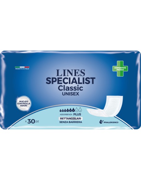 PANNOLONE RETTANGOLARE LINES SPECIALIST CLASSIC SENZA BARRIERA 30 PEZZI