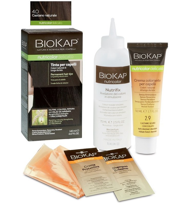 BIOKAP NUTRICOLOR DELICATO 4,00 CASTANO NATURALE TINTA TUBO+ FLACONE BIOKAP NUTRICOLOR DELICATO 4,00 CASTANO NATURALE TINTA TUBO+ FLACONE