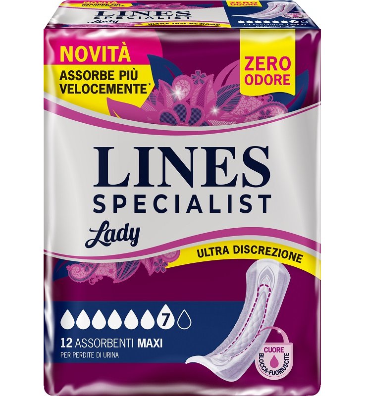LINES SPECIALIST MAXI X 12 AUSILIO ASSORBENTE SAGOMATO UTILIZZABILE CON L'AUSILIO DI MUTANDA ELASTICIZZATA RIUTILIZZABILE LINES SPECIALIST MAXI X 12 AUSILIO ASSORBENTE SAGOMATO UTILIZZABILE CON L'AUSILIO DI MUTANDA ELASTICIZZATA RIUTILIZZABILE