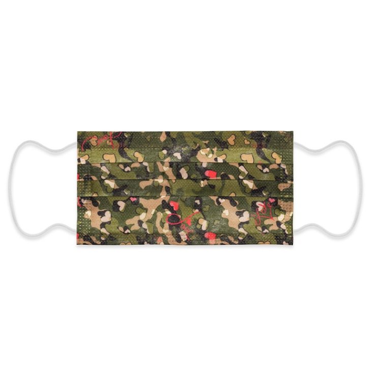 MYMASK PRO TIPO I MASCHERINA CHIRURGICA CUORI MILITARI 10 PEZZI MYMASK PRO TIPO I MASCHERINA CHIRURGICA CUORI MILITARI 10 PEZZI