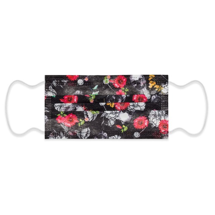 MYMASK PRO TIPO I MASCHERINA CHIRURGICA FIORI NERO 10 PEZZI MYMASK PRO TIPO I MASCHERINA CHIRURGICA FIORI NERO 10 PEZZI