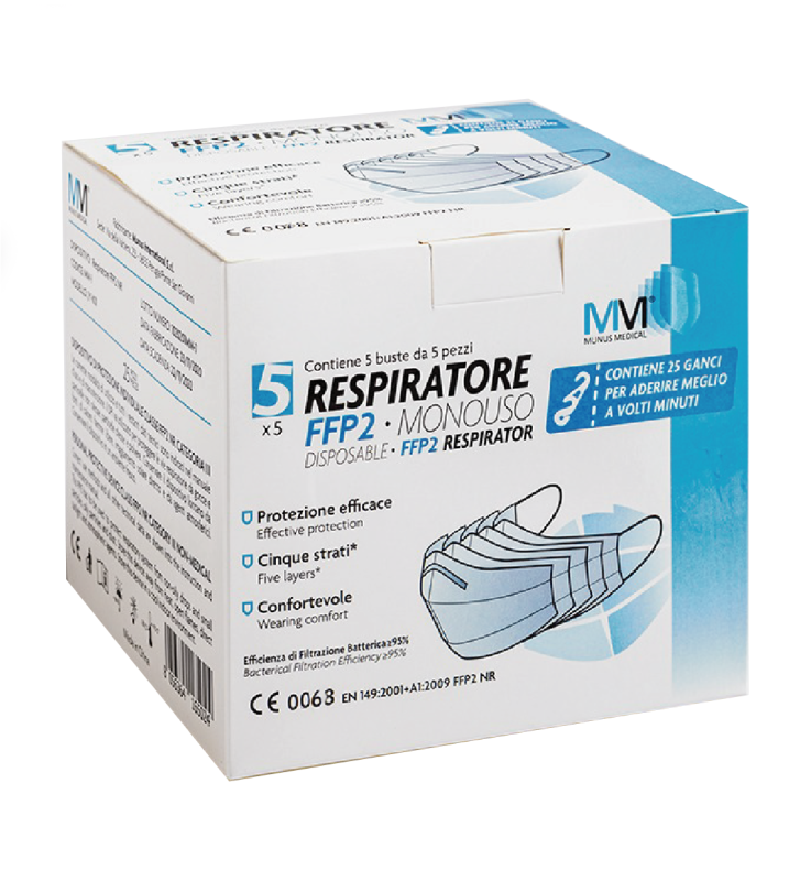MUNUSMED Resp.FFP2+Ganci 5x5pz MUNUSMED Resp.FFP2+Ganci 5x5pz