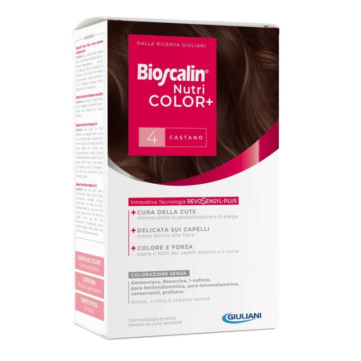 BIOSCALIN NUTRICOLOR PLUS 4 CASTANO CREMA COLORANTE 40 ML +RIVELATORE CREMA 60 ML + SHAMPOO 12 ML + TRATTAMENTO FINALEBALSAMO 12 ML BIOSCALIN NUTRICOLOR PLUS 4 CASTANO CREMA COLORANTE 40 ML +RIVELATORE CREMA 60 ML + SHAMPOO 12 ML + TRATTAMENTO FINALEBALSAMO 12 ML