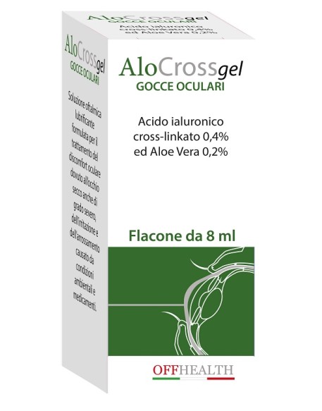 SOLUZIONE OFTALMICA LUBRIFICANTE ALOCROSS ACIDO IALURONICO SALE SODICO CROSS LINKATO 0,20% ED ALOE VERA 1 FLACONE 8 ML