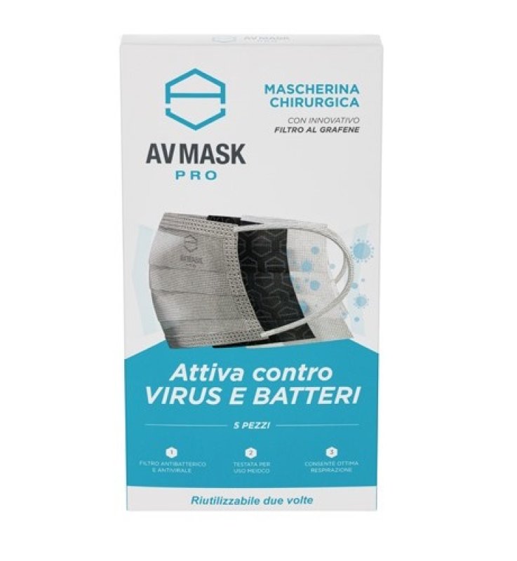 AVMASK PRO MASCHERINA CHIRURGICA IIR RIUTILIZZABILE 5 PEZZI